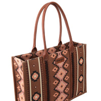 Wrangler Southwest Print Wide Tote - Dark Brown (WG2203-8119)