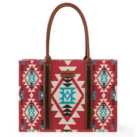 Wrangler Southwest Print Wide Tote - Burgundy (WG2203-8119)