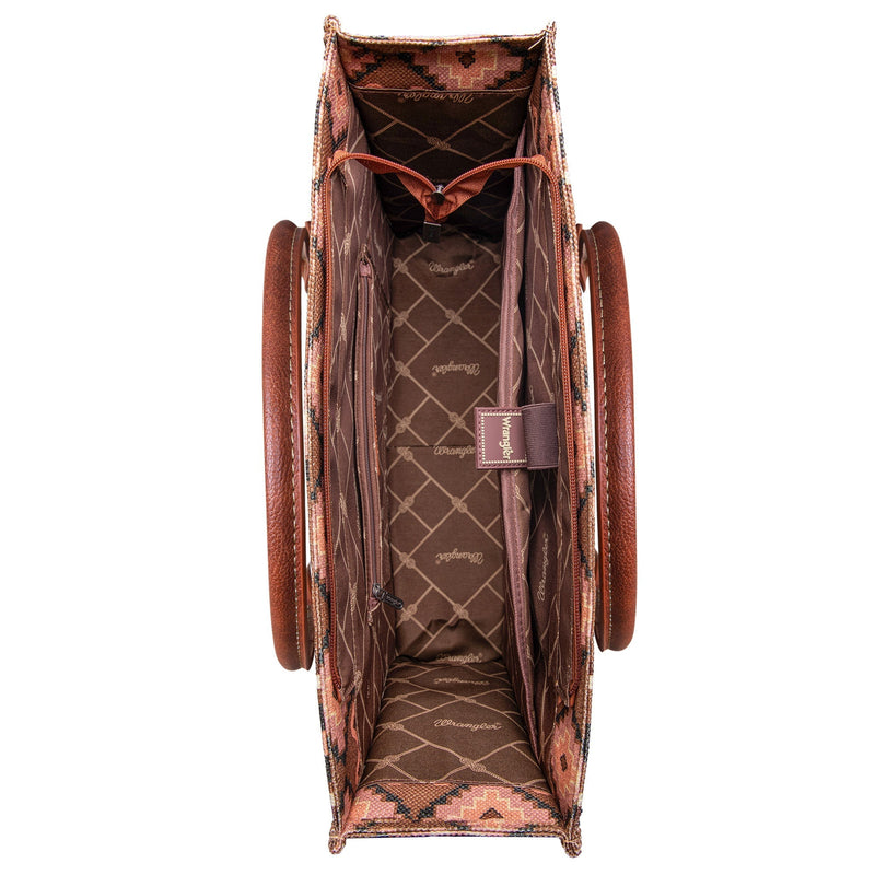 Wrangler Southwest Print Wide Tote - Dark Brown (WG2203-8119)