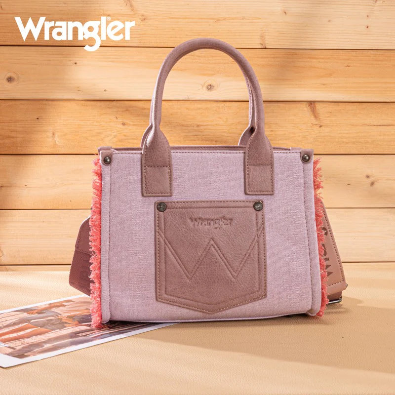 Wrangler Canvas Fringe Tote Bag - Hot Pink