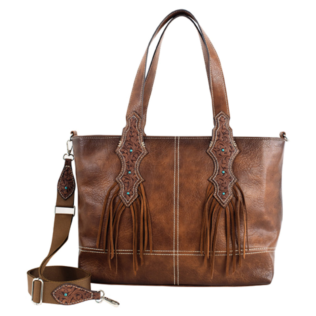 Western Laptop Tote - Justin Leather Fringe