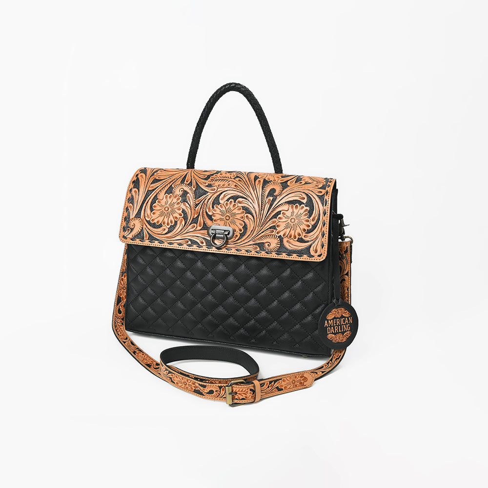 Romie - Carved Leather Western Laptop Bag/ Briefcase
