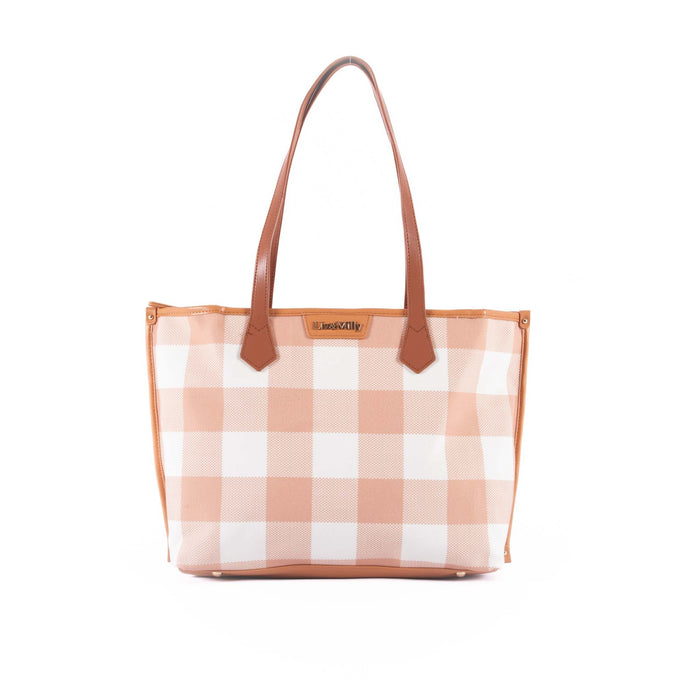 Liv & Milly - Large Capri Latte & White Gingham Tote