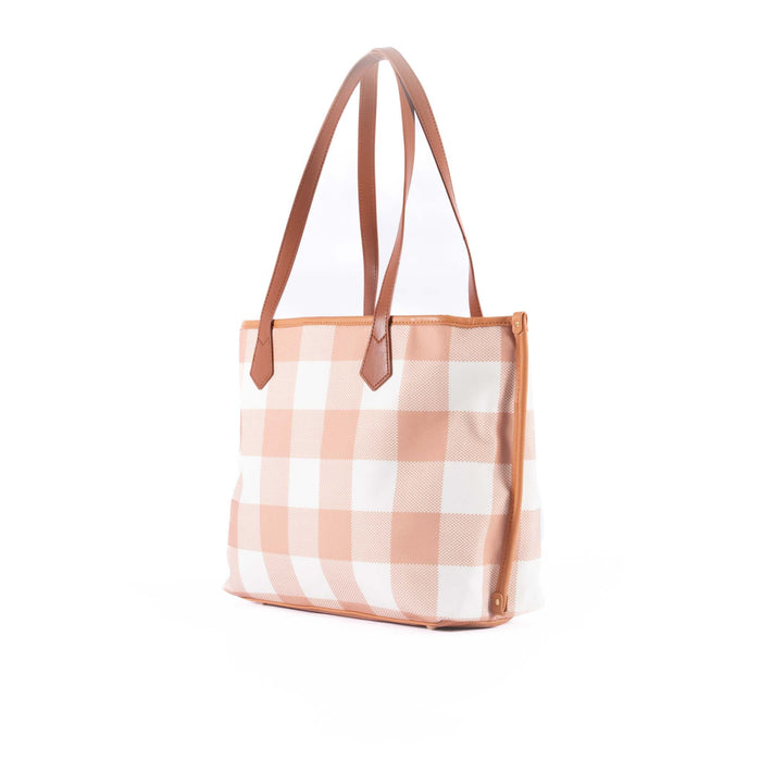 Liv & Milly - Large Capri Latte & White Gingham Tote