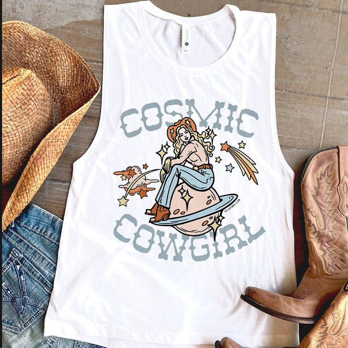 Cosmic Cowgirl Tank - White