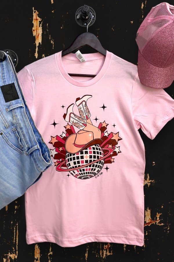 Cowgirl Disco Tee - Pink
