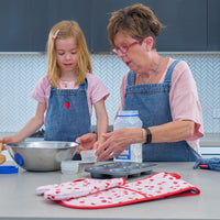 Kids Denim Apron - Apple Embroidery