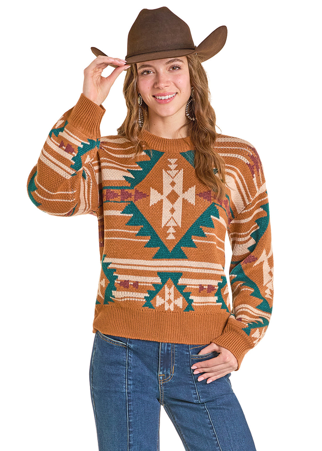 Rock & Roll - Women's Camel Aztec Kint Sweater