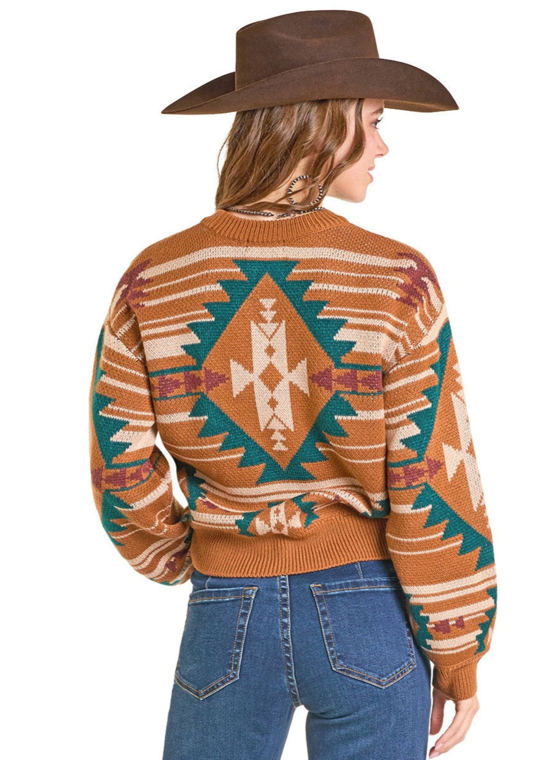Rock & Roll - Women's Camel Aztec Kint Sweater