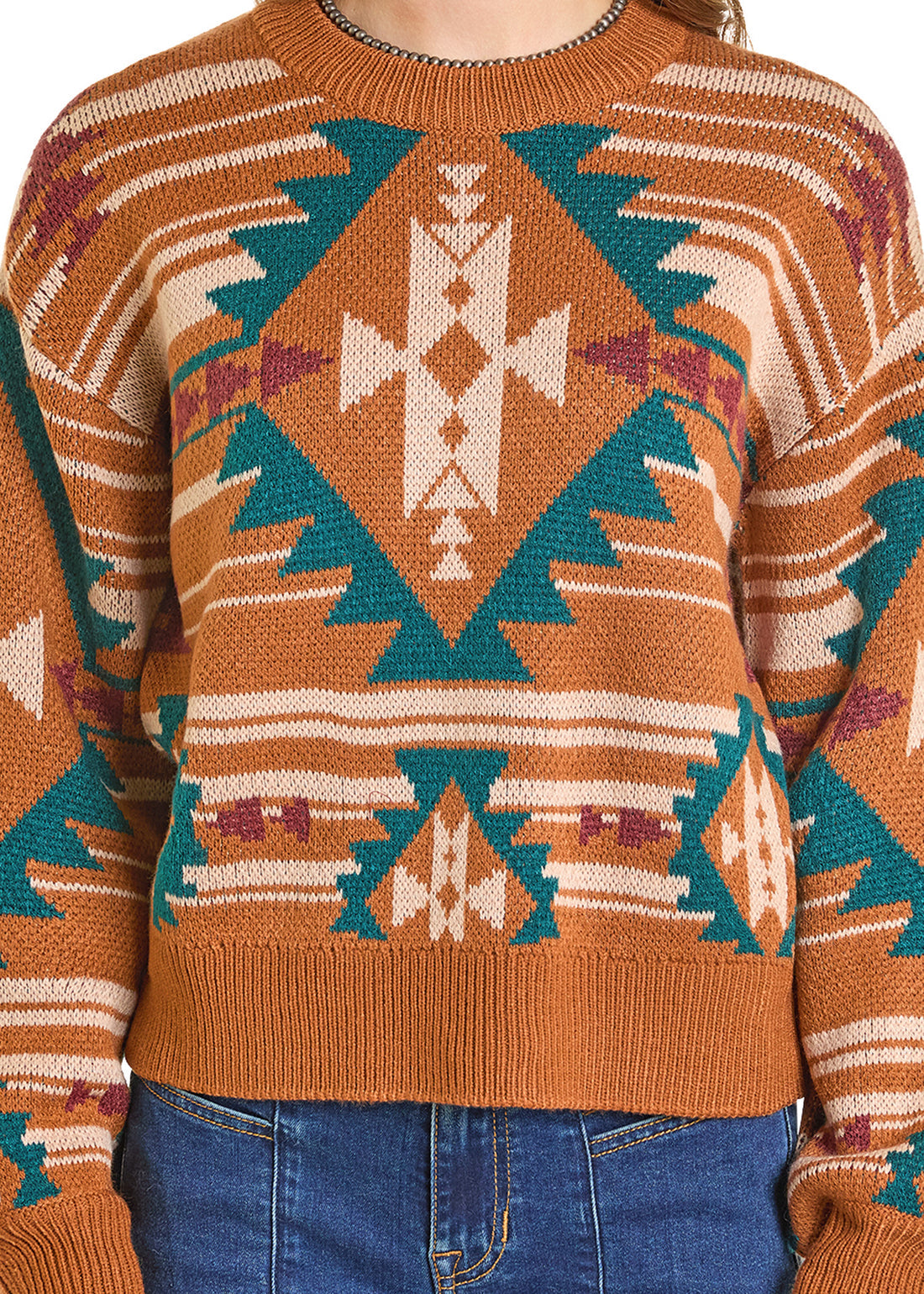 Rock & Roll - Women's Camel Aztec Kint Sweater
