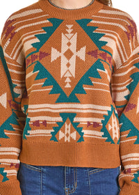 Rock & Roll - Women's Camel Aztec Kint Sweater