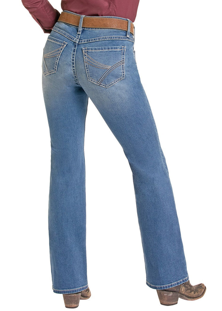 Rock & Roll Cowgirl Jeans - BW4RD09763 - Curve Embroidery Mid Rise Riding Fit