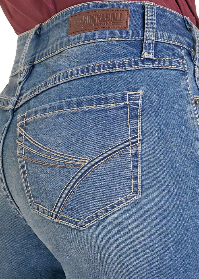 Rock & Roll Cowgirl Jeans - BW4RD09763 - Curve Embroidery Mid Rise Riding Fit