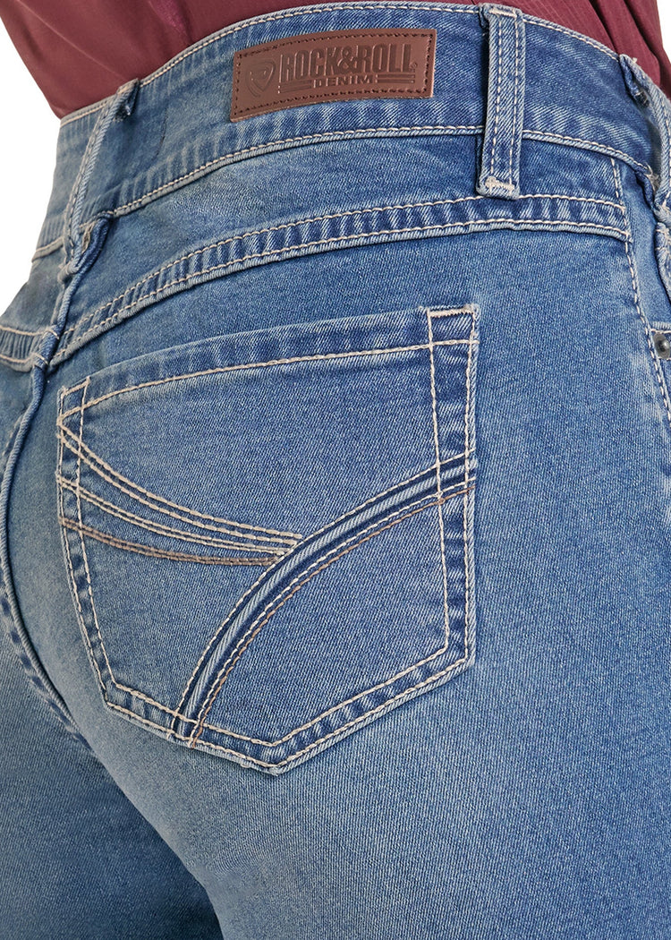 Rock & Roll Cowgirl Jeans - BW4RD09763 - Curve Embroidery Mid Rise Riding Fit