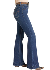 Rock & Roll Cowgirl Jeans - BW5HD09760 - Turquoise Coin Pocket High Rise Trouser