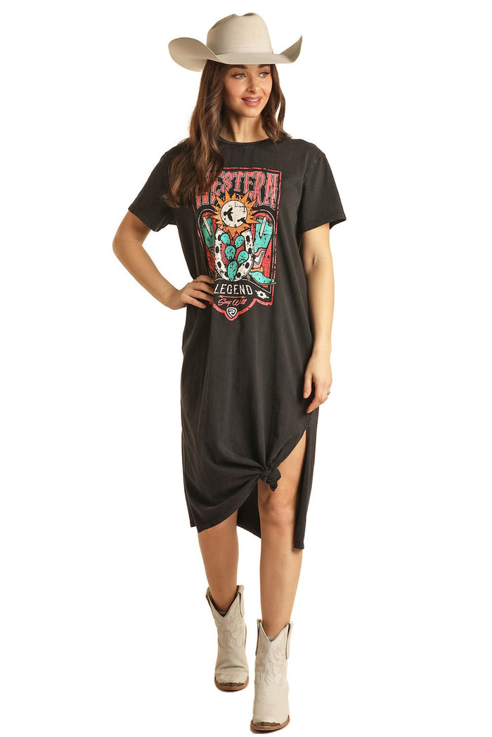 Rock & Roll Western Legend Graphic Midi Dress (BWD1R02765)