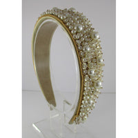 Faux Pearls Headband- Champagne/White