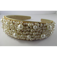 Faux Pearls Headband- Champagne/White