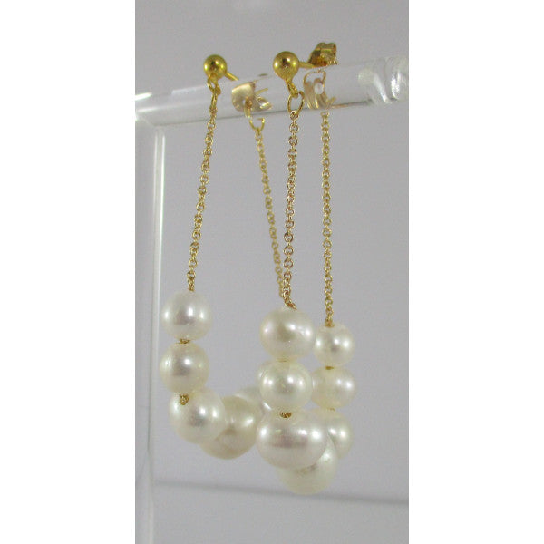 Earrings - Fine Chain with Natural Pearl