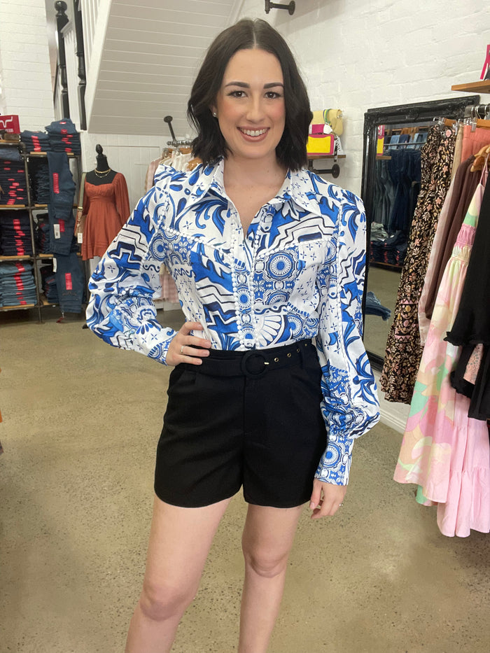 Miley Top - Blue & White