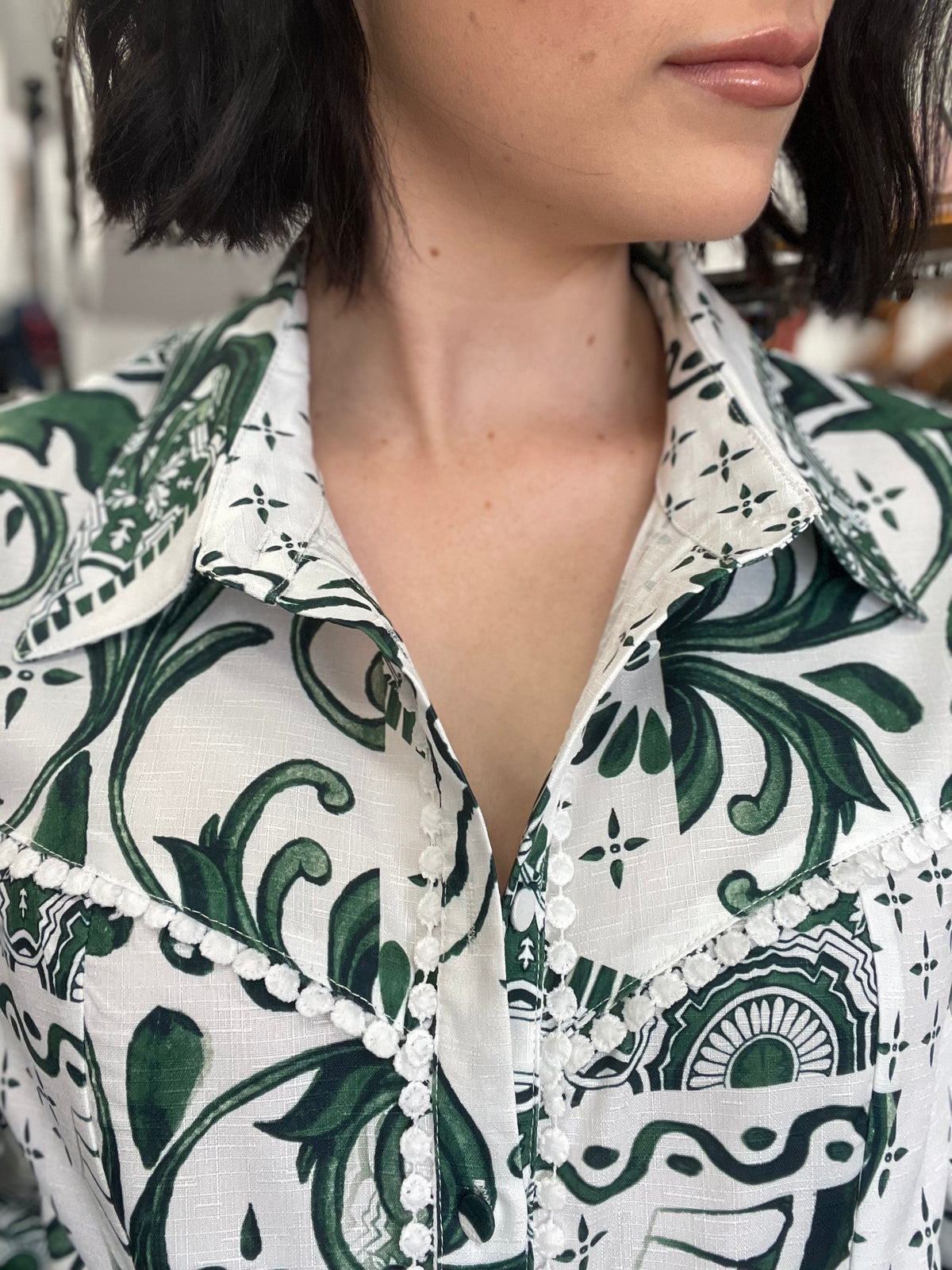 Miley Top - Green & White