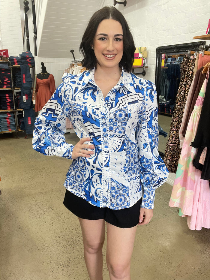 Miley Top - Blue & White