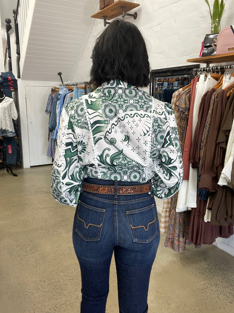 Miley Top - Green & White