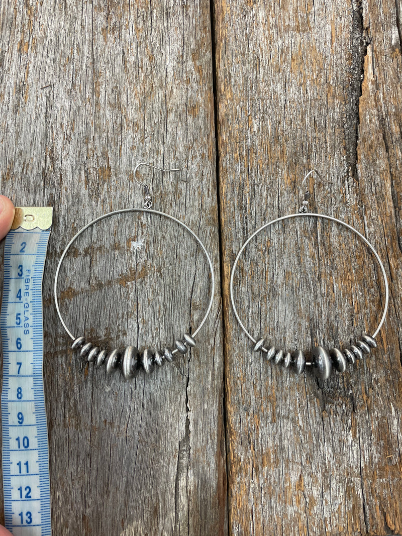 Western Earrings - Charcoal Bead Hoop