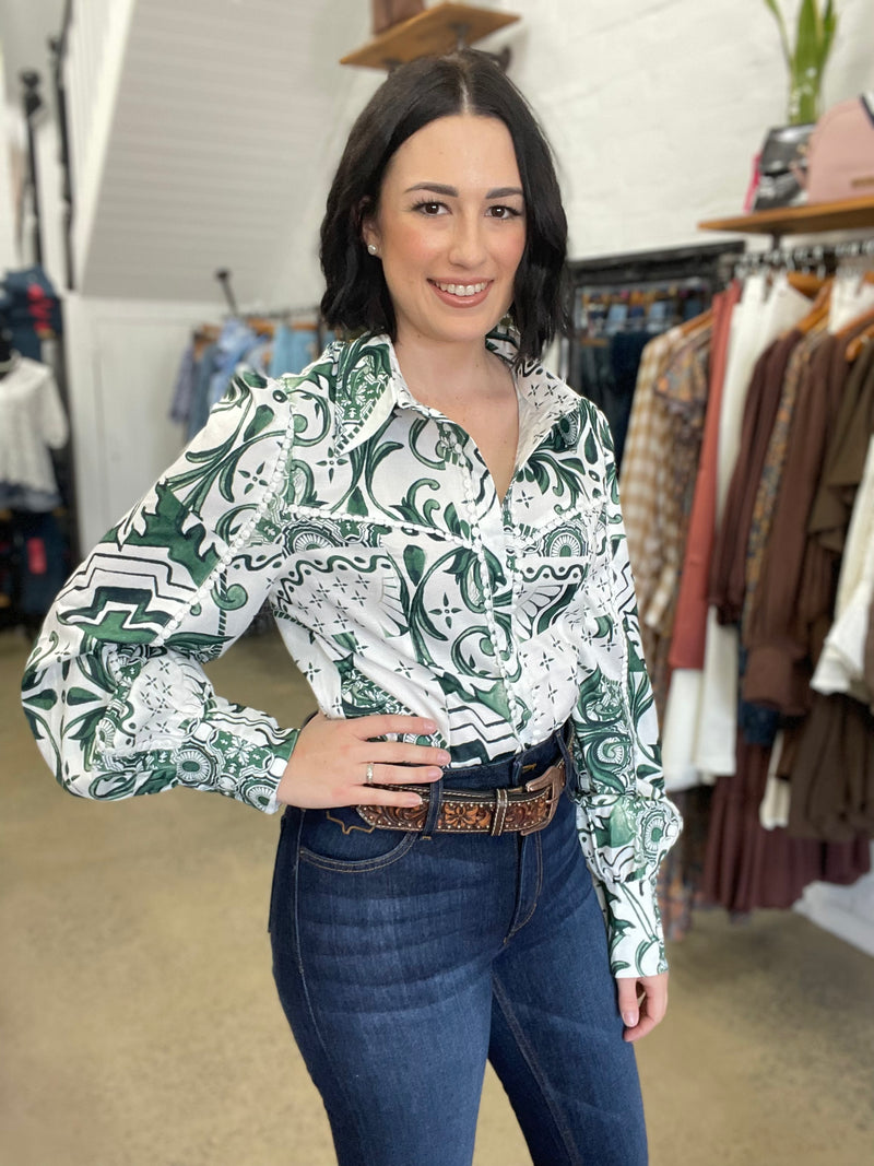 Miley Top - Green & White