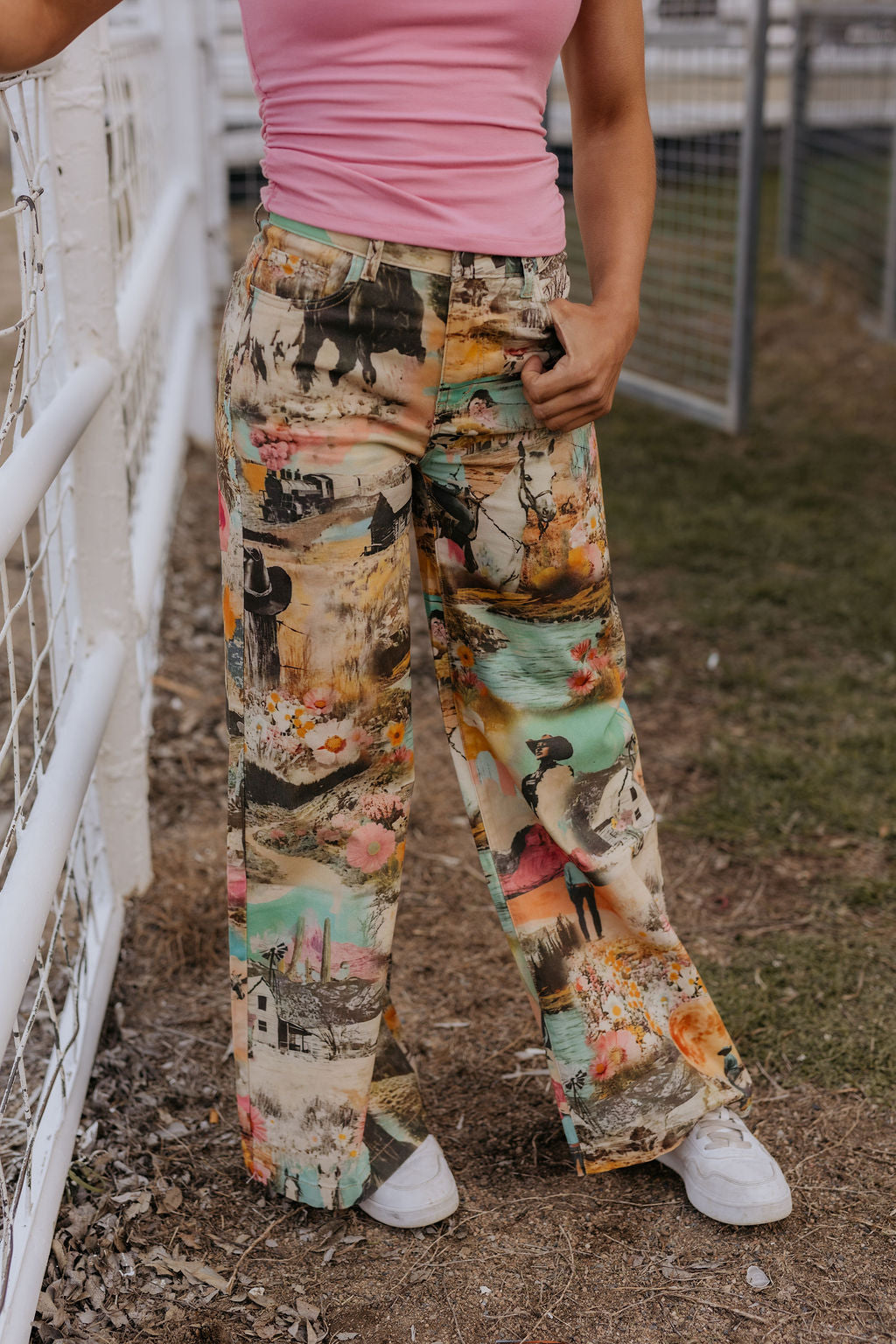 Sadie Pants - Western Collage Print