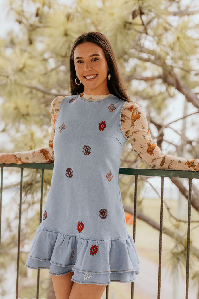 Sedona - Aztec Embroidered Dress