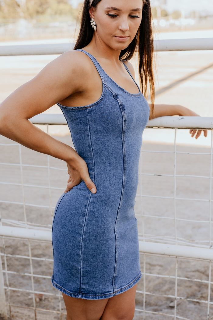 Alexandra Mini Dress - Blue Denim