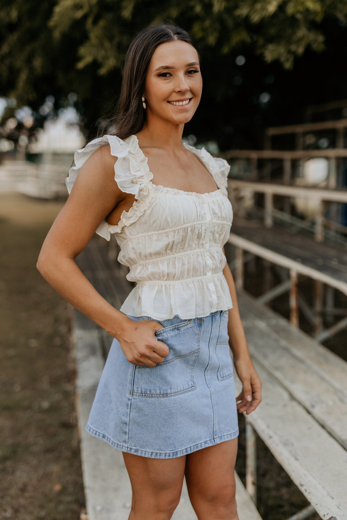 Reba Top - Ruched Peplum