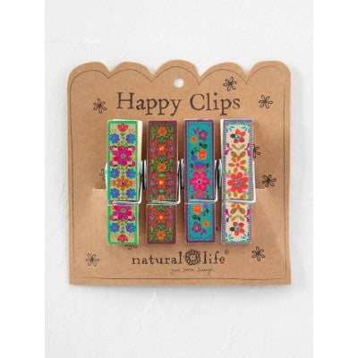Chip Clip 4 pack - Multi Folk Flower