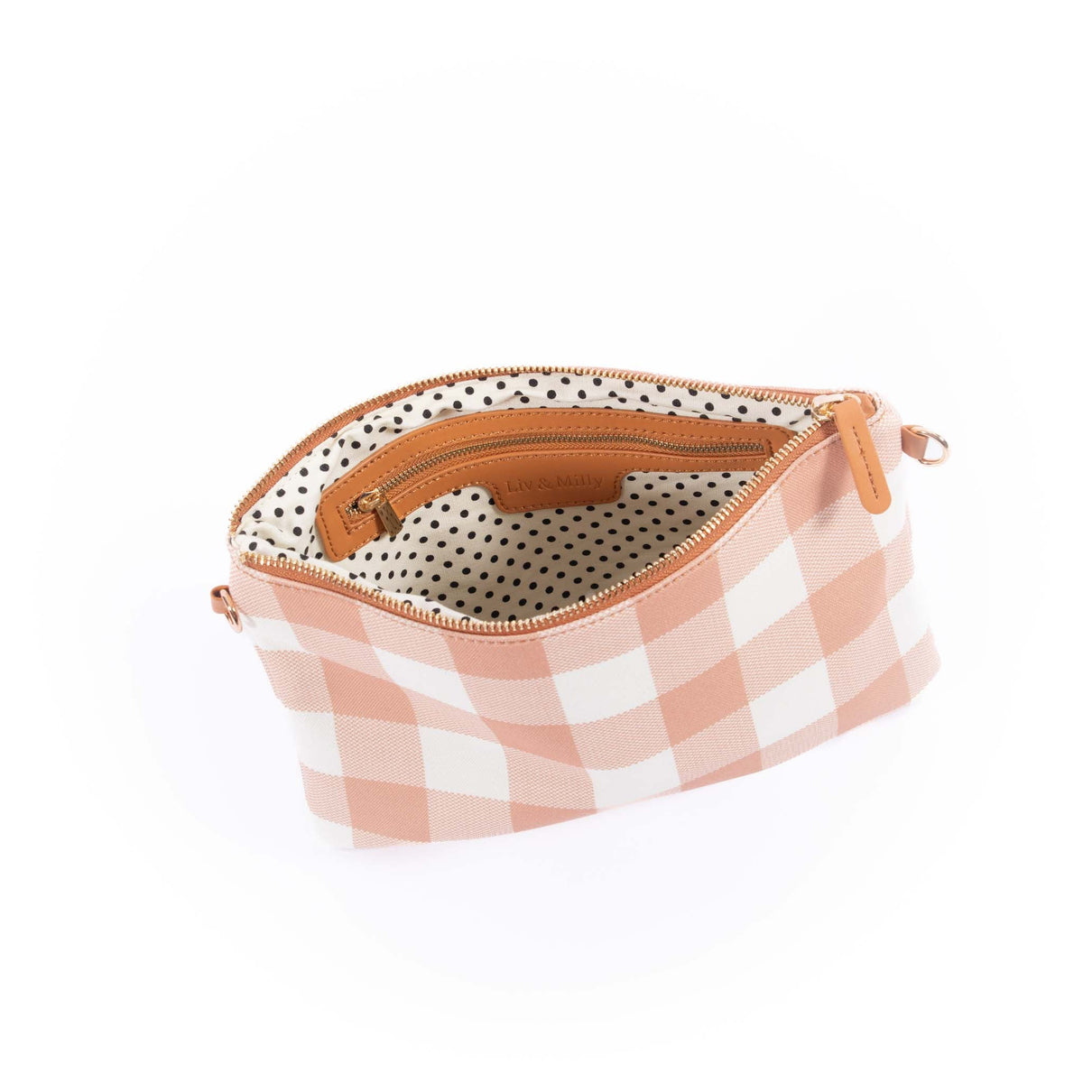 Liv & Milly - Capri Latte & White Gingham Crossbody