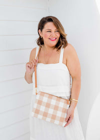 Liv & Milly - Capri Latte & White Gingham Crossbody