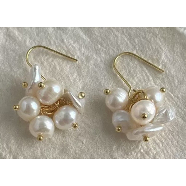 Earrings - Gold Cluster Pearls