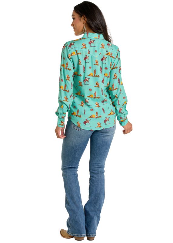 Rock and Roll - Cactus Sunset Long Sleeved Snap (LWN2S06342)