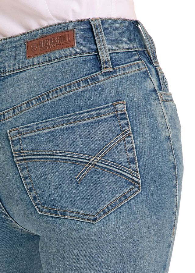 Rock & Roll Cowgirl Jeans - BW4RD09087 - Curve Embroidery Mid Rise Riding Fit