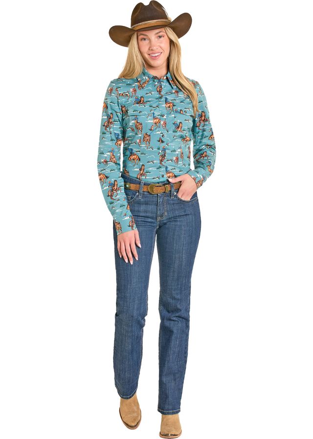 Rock and Roll - Retro Rodeo Long Sleeved Snap (BWN2S07655)
