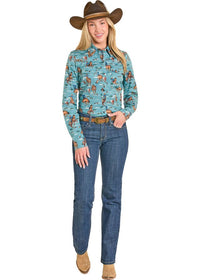 Rock and Roll - Retro Rodeo Long Sleeved Snap (BWN2S07655)
