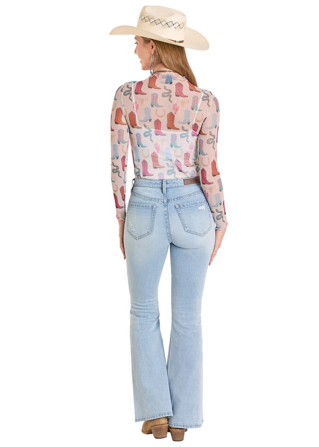 Rock & Roll - Wild West Long Sleeve Mesh Top (BW22T08126)