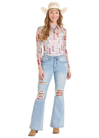 Rock & Roll - Wild West Long Sleeve Mesh Top (BW22T08126)