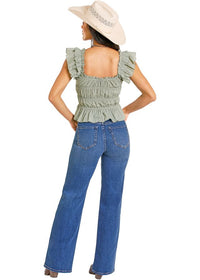 Reba Top - Sage Ruched Peplum