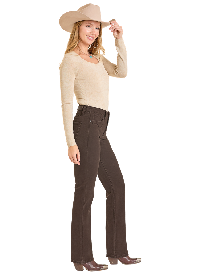 Rock & Roll Cowgirl Jeans - BW1HD07196 - Brown High Rise Bootcut