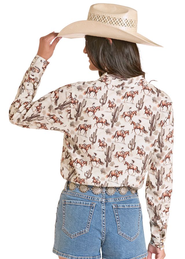 Rock and Roll - Desert Print Long Sleeved Shirt (LWB2S08851)