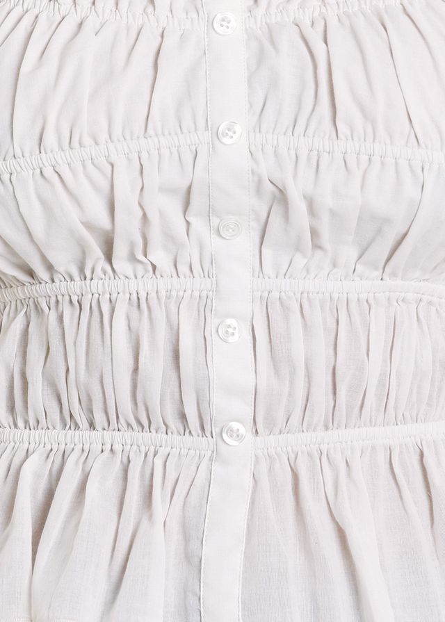 Reba Top - Off White Ruched Peplum