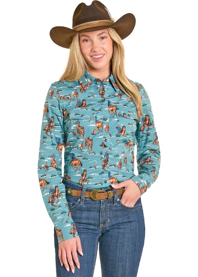 Rock and Roll - Retro Rodeo Long Sleeved Snap (BWN2S07655)