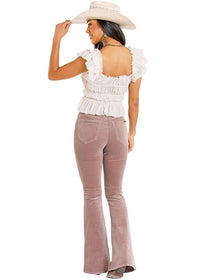 Reba Top - Off White Ruched Peplum