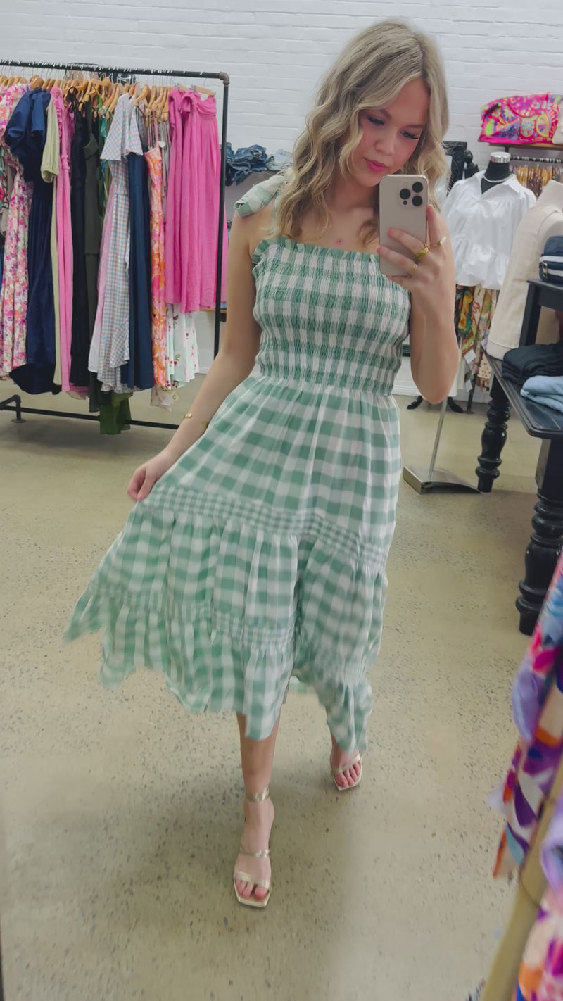 Thea Dress - Sage Gingham